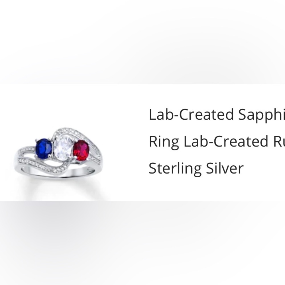 Kay jewelers lab created sapphire and ruby sterling silver ring Sz 6